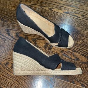 G.H. Bass & Co. black canvas black wedges 7.5